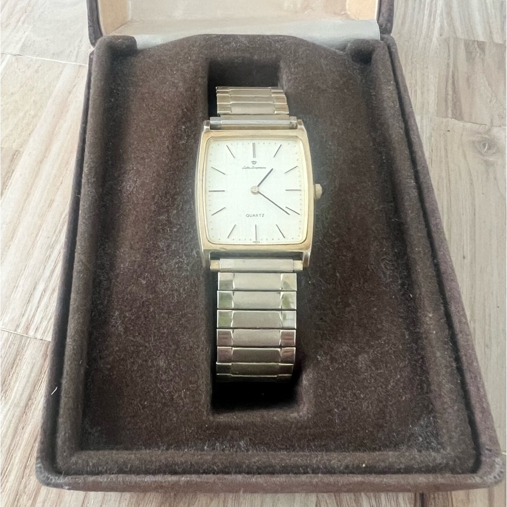 Vintage Jules Jurgensen rectangular gold tone dress watch NEW BATTERY